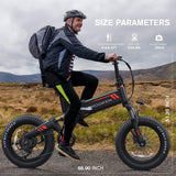 EZ Electric Bike Rentals 20" Fat Tire Bike Size Parameters